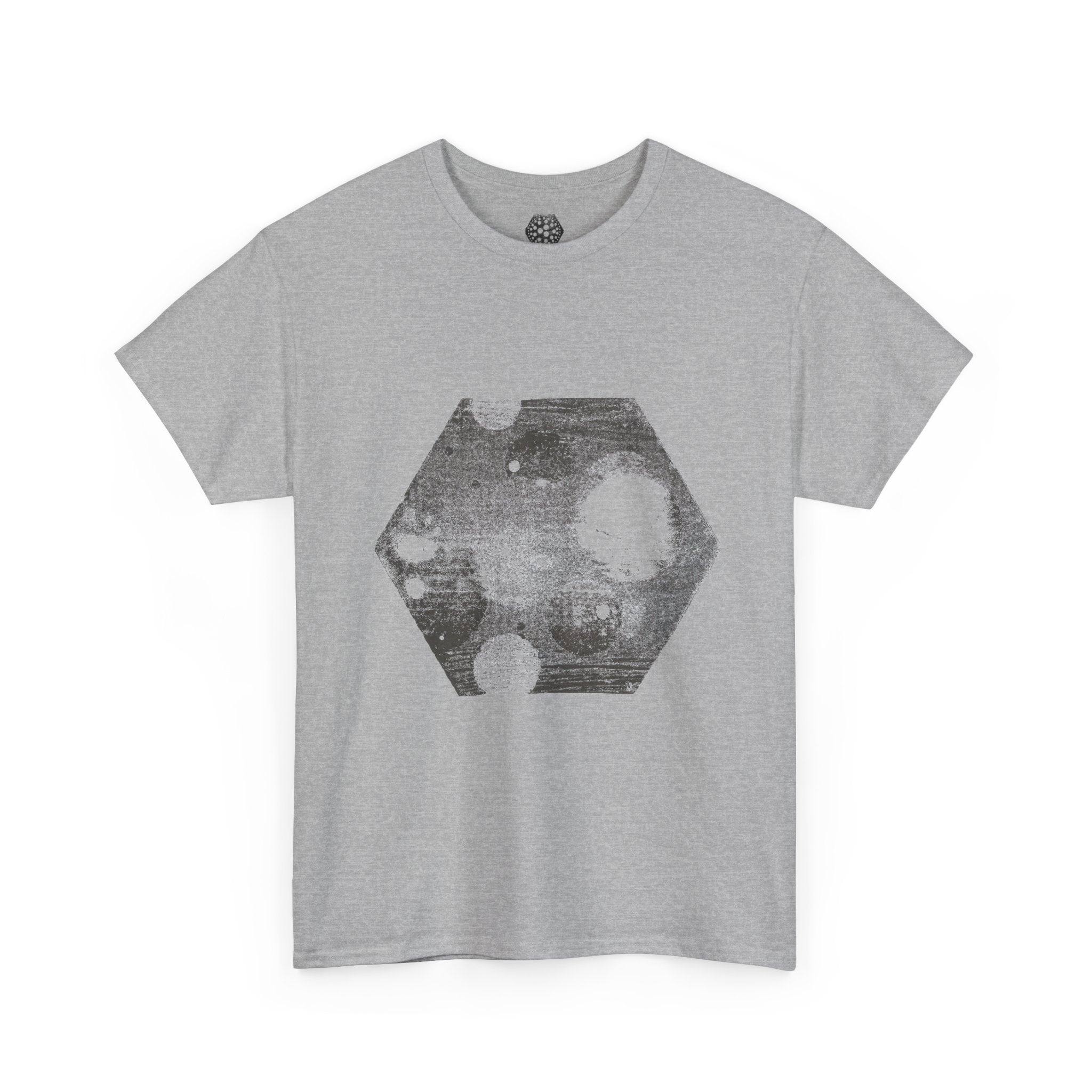 Hexagon Circles Graphic Tee — Digital Manual Print Art