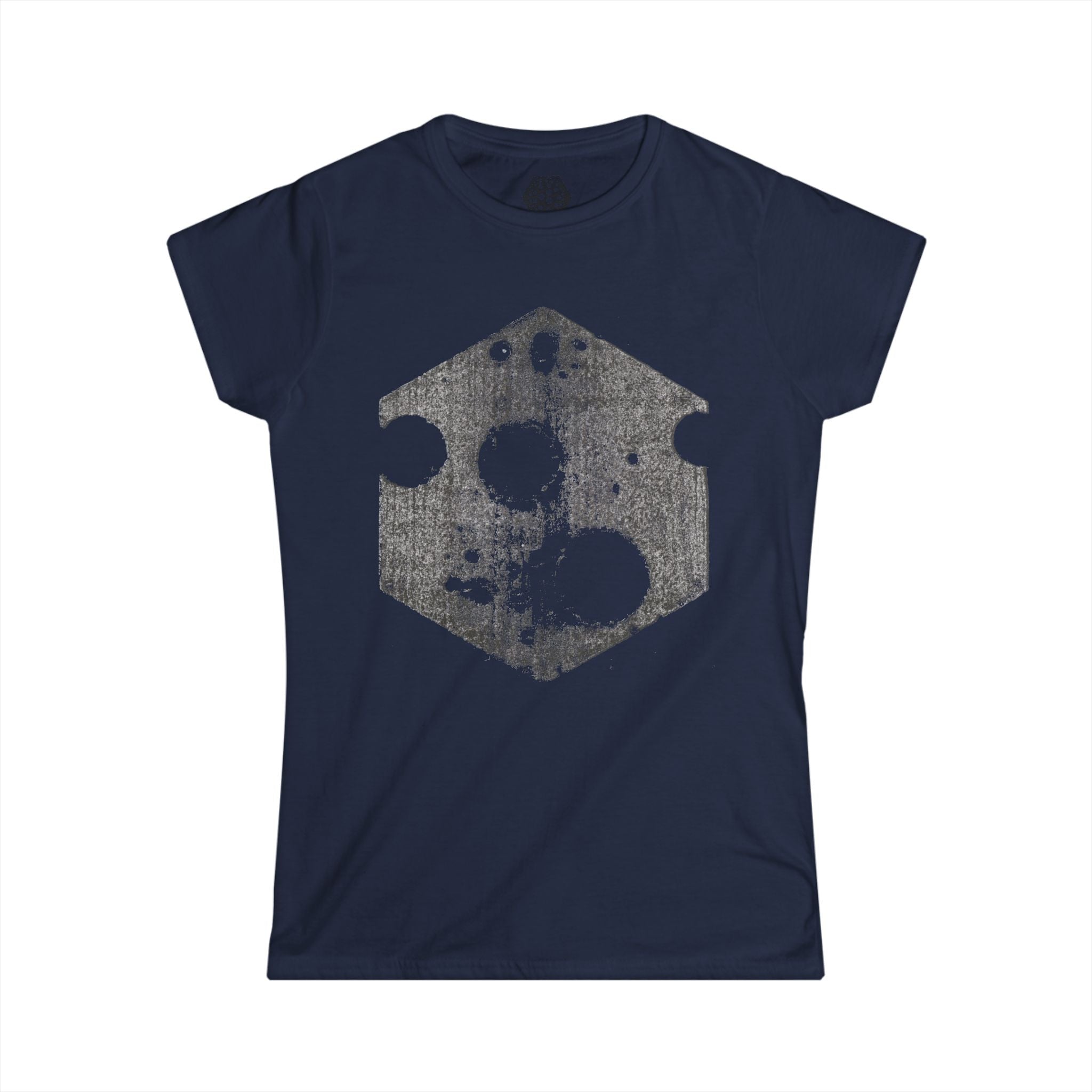 Dames T-shirt — T-shirt met een verweerde zeshoekige kaasprint 