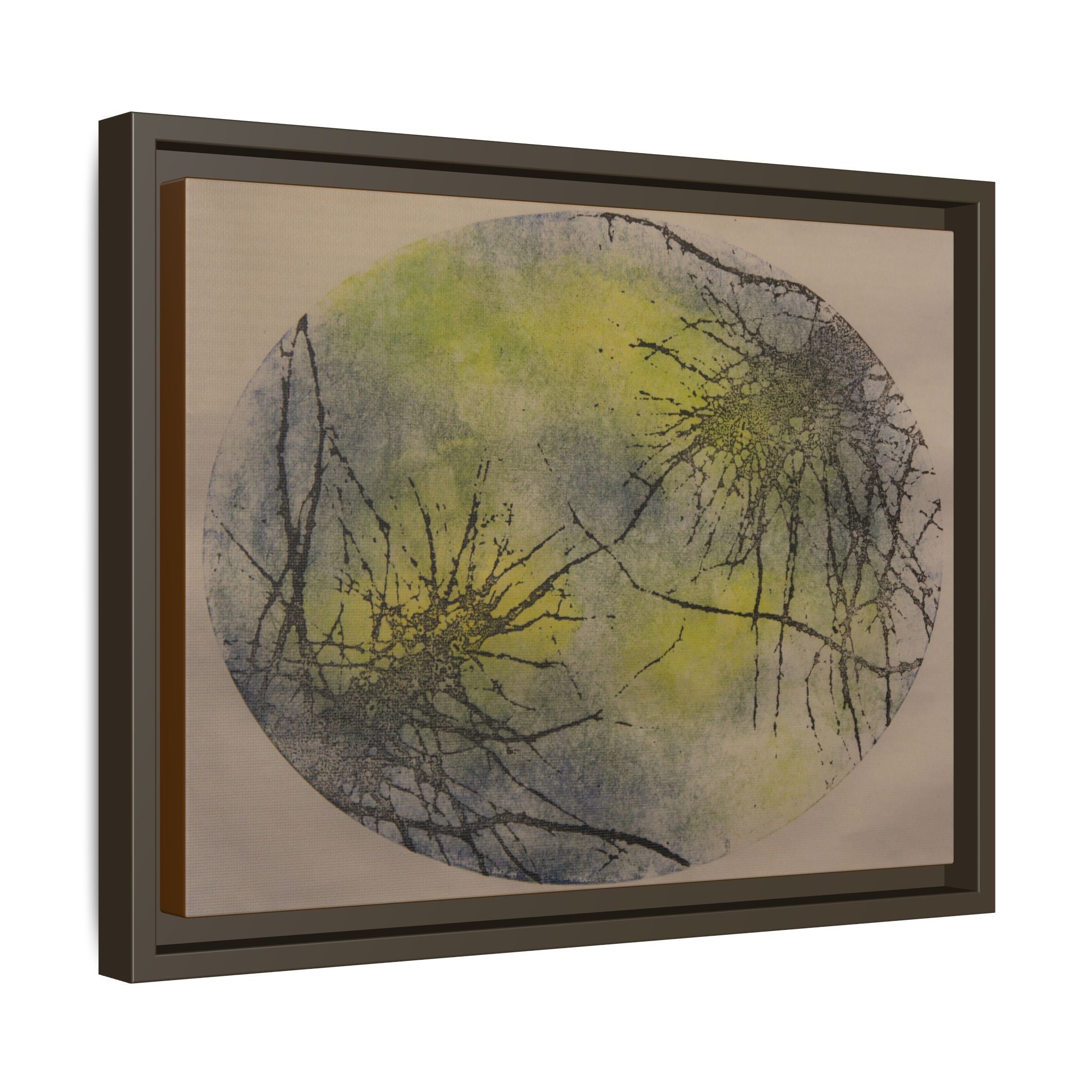 Framed Matte Canvas Art, no 23 — Twin Tree Wood-Carving Reproduction (Black, Graphite Shimmer & Vintage Gold)