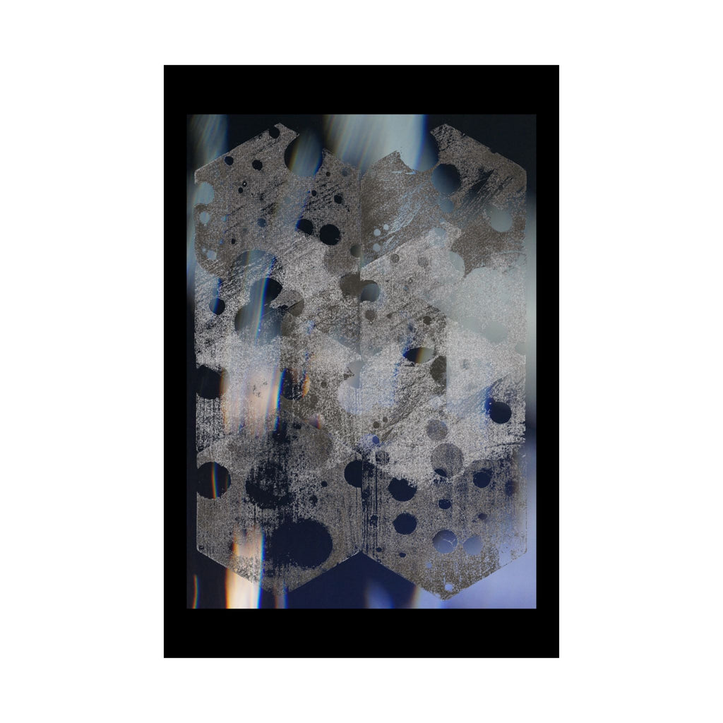 Abstract Geometric Matte Poster — Blue Hexagon Pattern Art Print