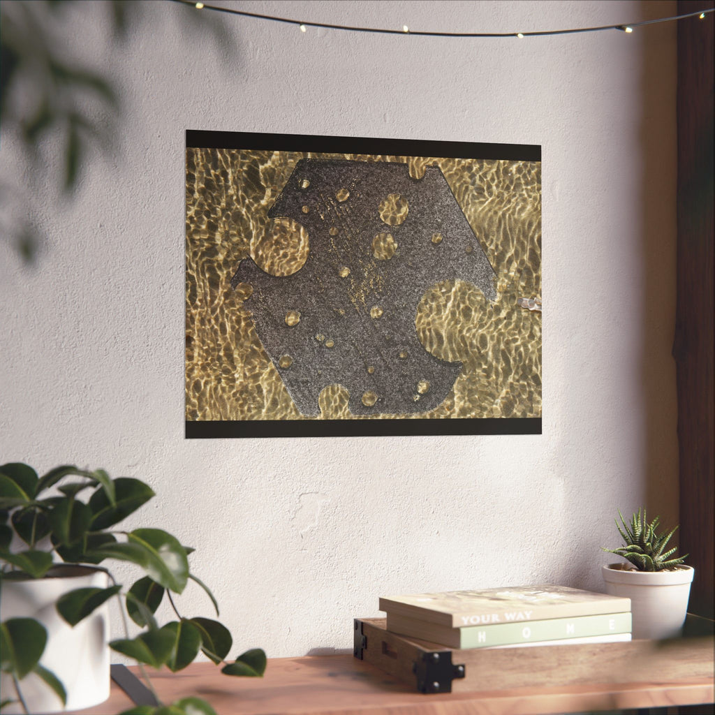 Water Gold Ripple Matte Poster — Horizontale Muurdecoratie 