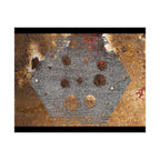 Abstracte roestkleurige zeshoekige matte horizontale poster — Industriële wanddecoratie voor thuis, kantoor en loft. 