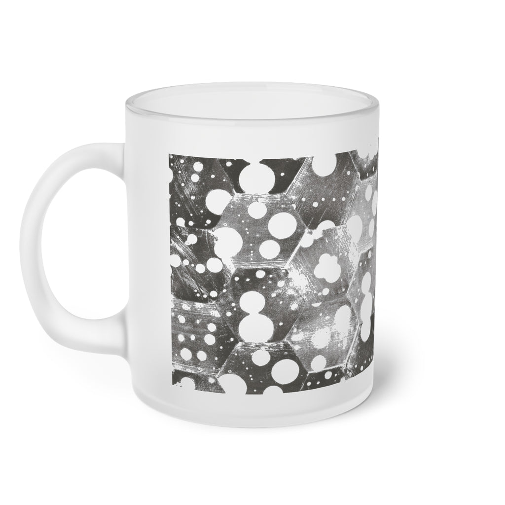 Mok van mat glas — Beker met abstract monochroom sneeuwvlokkenpatroon 