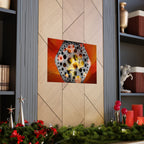 Abstract Hexagon Floral Matte Poster — Bold Orange Modern Wall Art