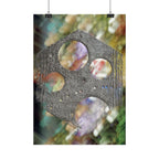 Abstract Geometric Hole Pattern Vertical Poster | Industrial Texture Art