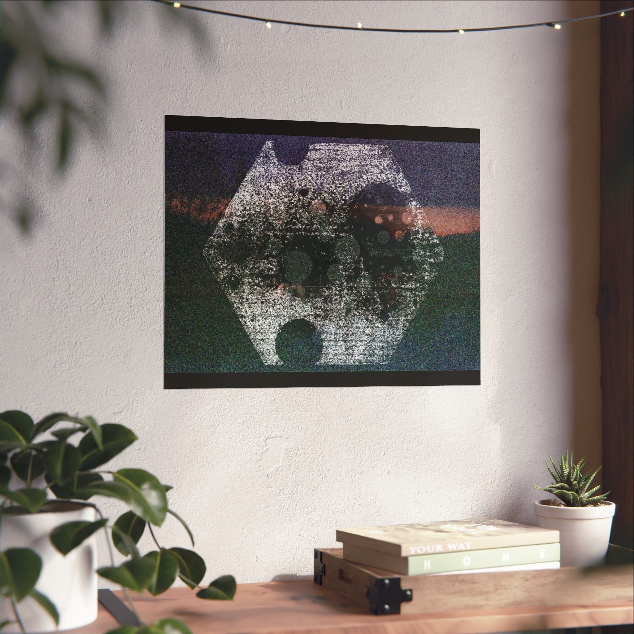 Abstract Hexagon Matte Poster — Grainy Nightscape Wall Art