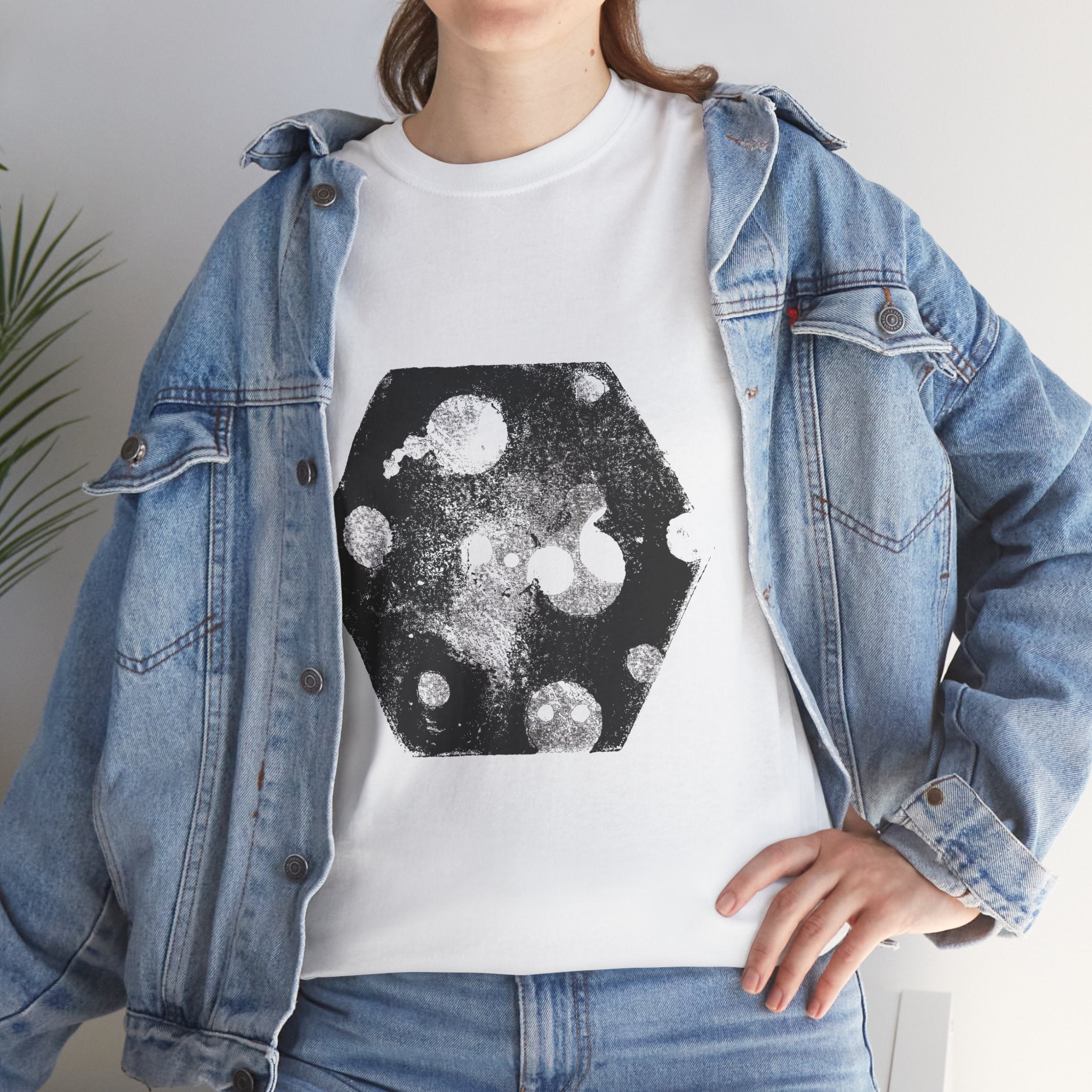 Hex Moon Graphic Tee — Distressed Space Cheese Vintage Astronomy T-Shirt