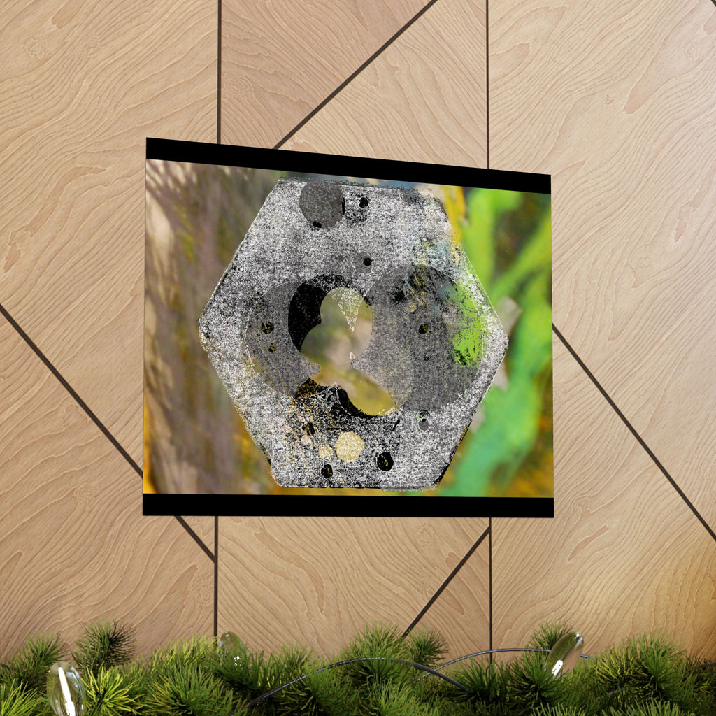 Abstract Hex Bolt Close-Up Matte Poster — Industrial Nature Wall Art