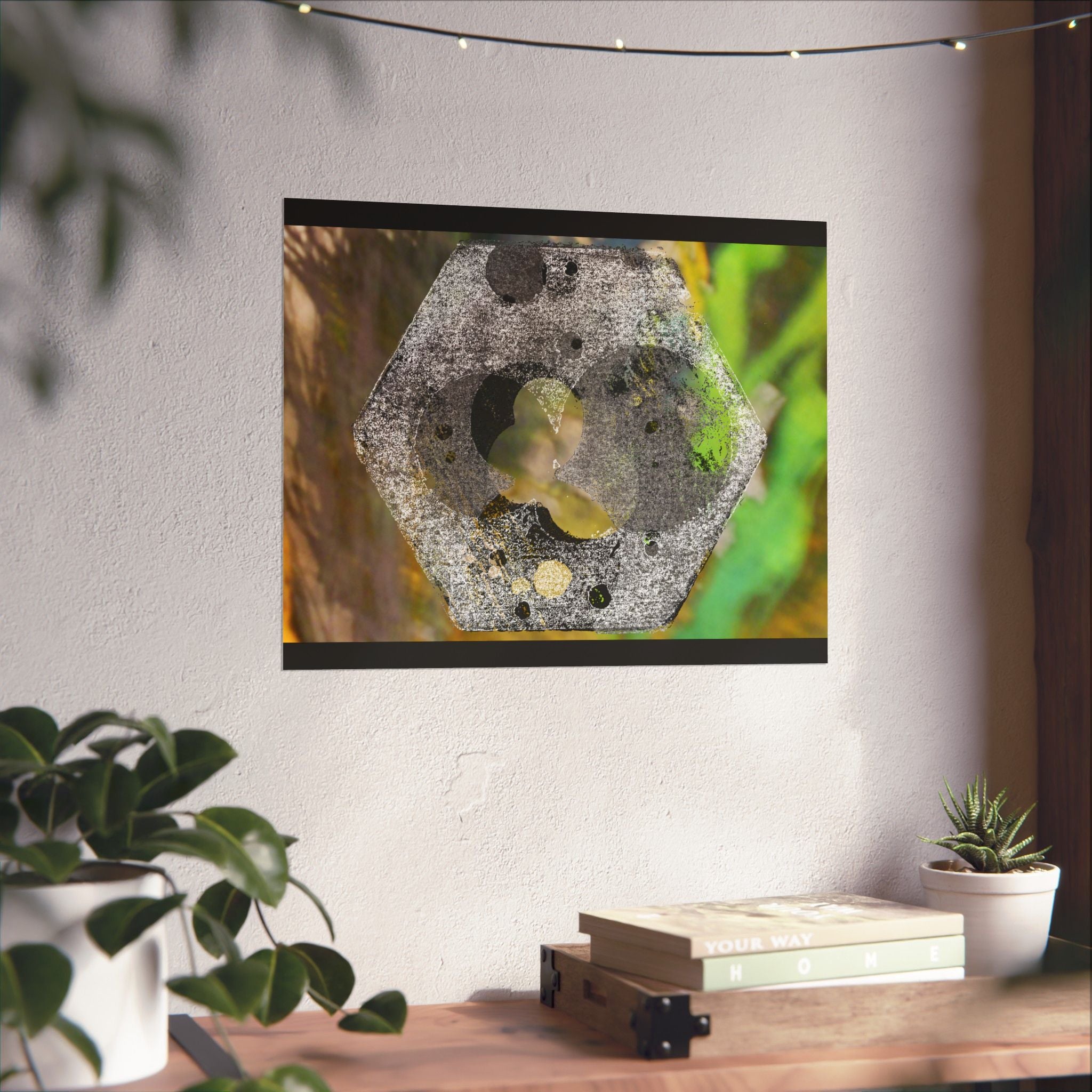 Abstract Hex Bolt Close-Up Matte Poster — Industrial Nature Wall Art