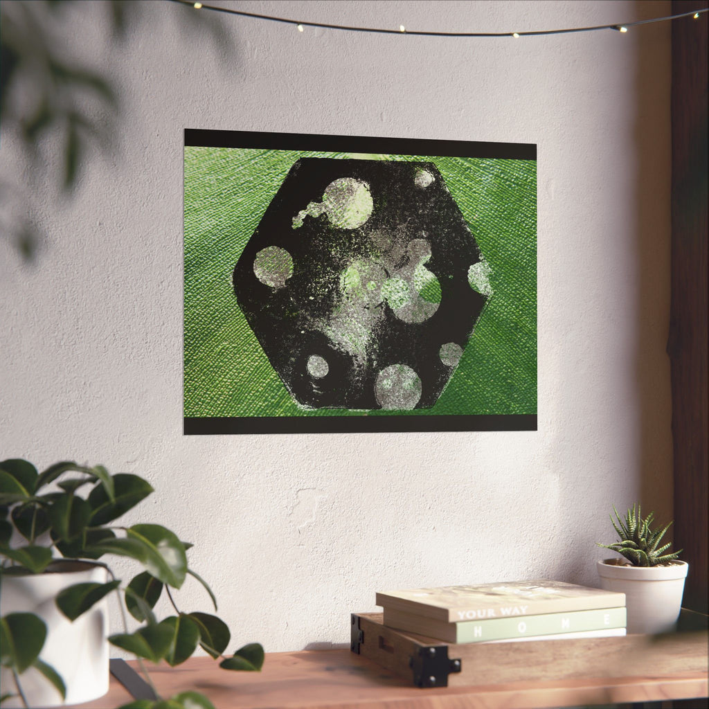 Abstract Green Dice Matte Poster — Geometric Art Print