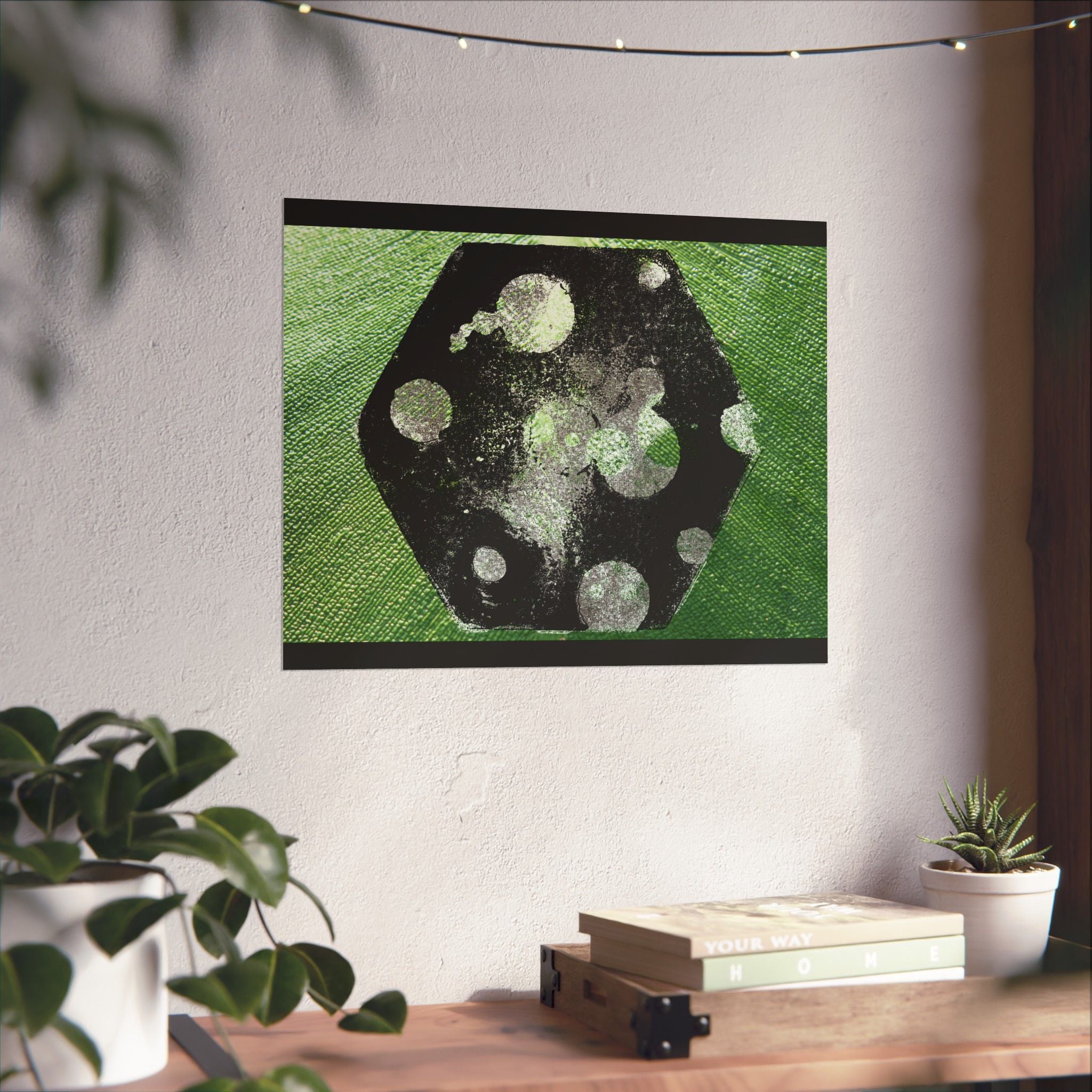 Abstract Green Dice Matte Poster — Geometric Art Print