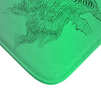 Abstract Green Wave Bath Mat — Textured Ripple Design