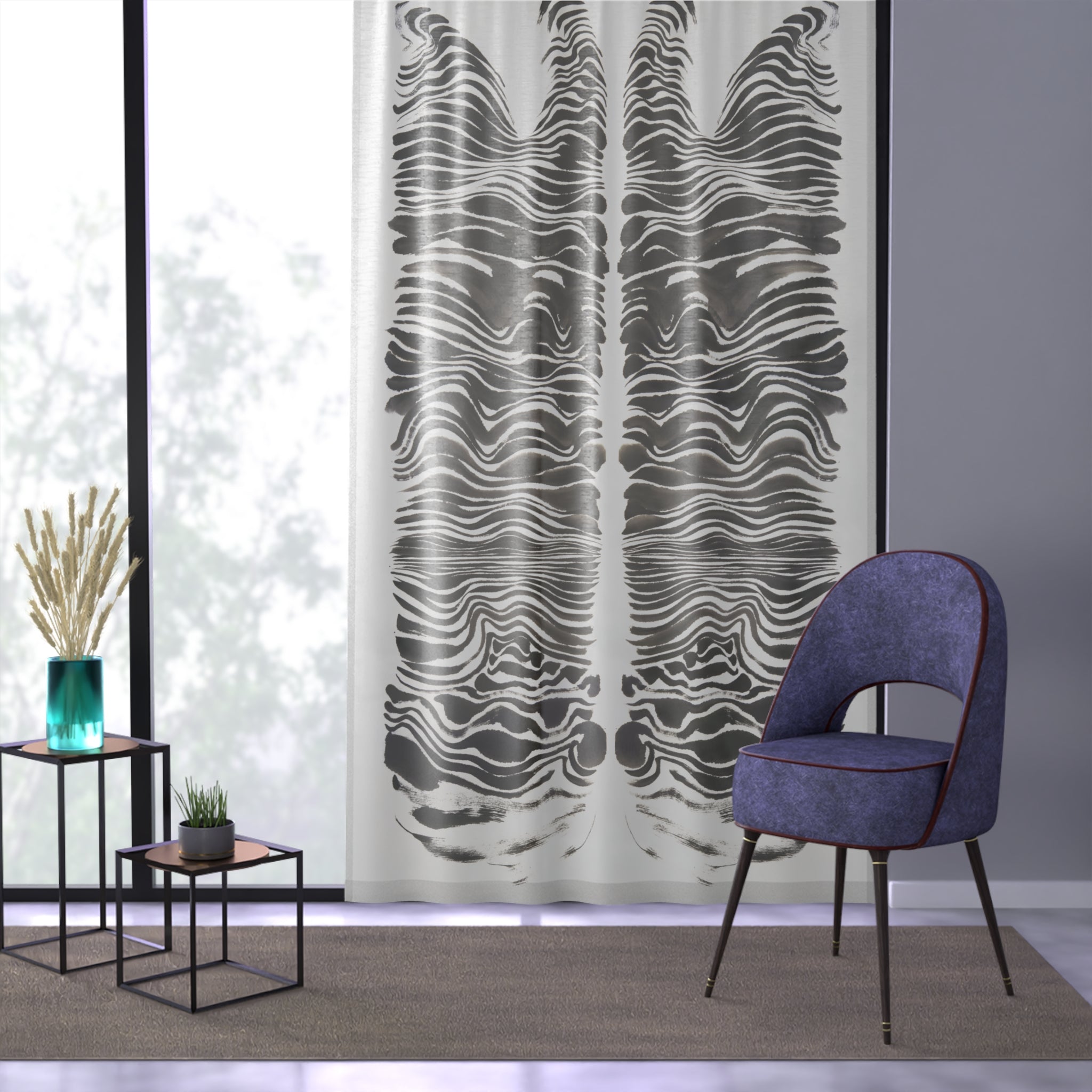 Black & White Abstract Zebra Sheer Curtain