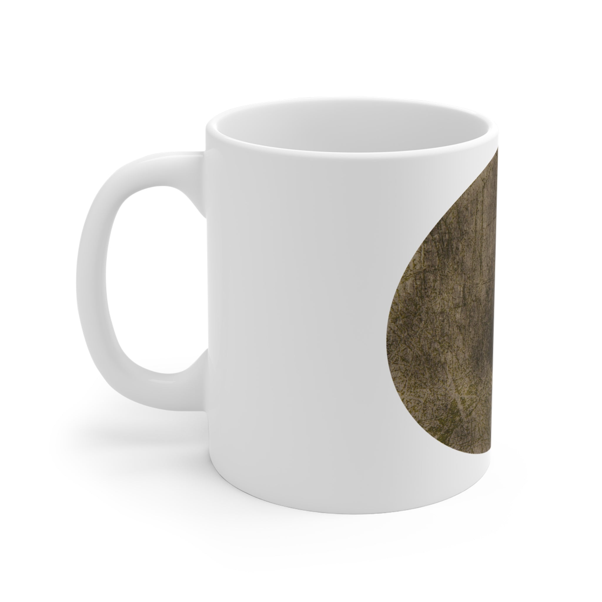 Rustic Grunge Circle Ceramic Mug — Earthy Vintage Coffee Cup - no 43
