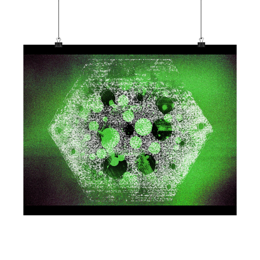 Abstract Green Hexagon Matte Poster — Modern Sci‑Fi Wall Art