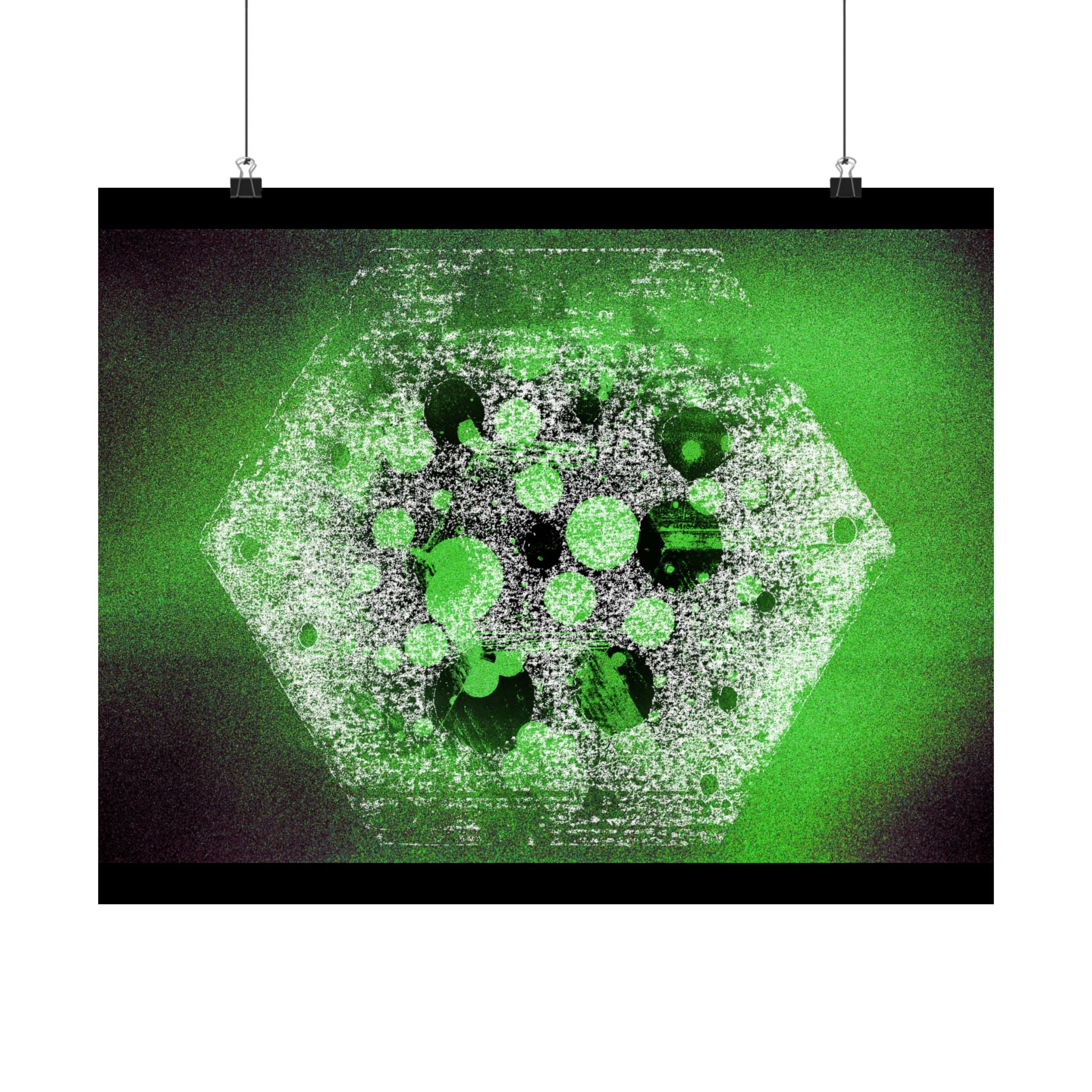 Abstract Green Hexagon Matte Poster — Modern Sci‑Fi Wall Art