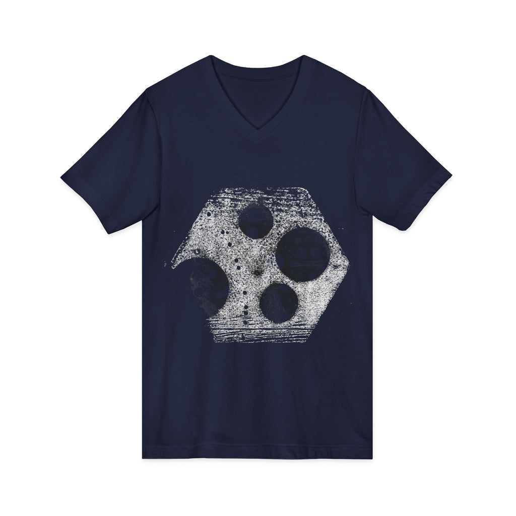 Hex Moon Graphic V-Neck Tee Design Hex25 — Distressed Space Cheese Vintage Astronomy V-Neck T-Shirt