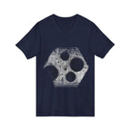 Hex Moon Graphic V-Neck Tee Design Hex25 — Distressed Space Cheese Vintage Astronomy V-Neck T-Shirt
