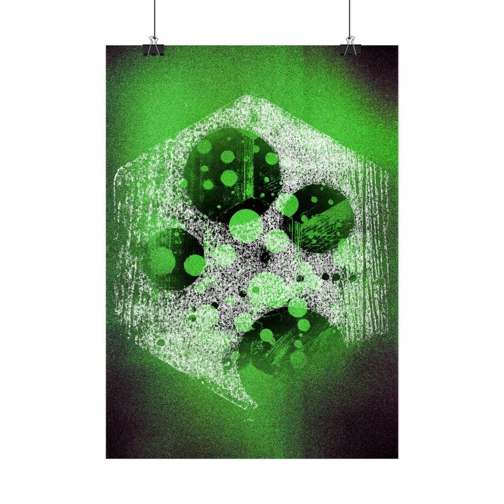 Abstract Green Hexagon Art Poster — Matte Vertical Wall Print
