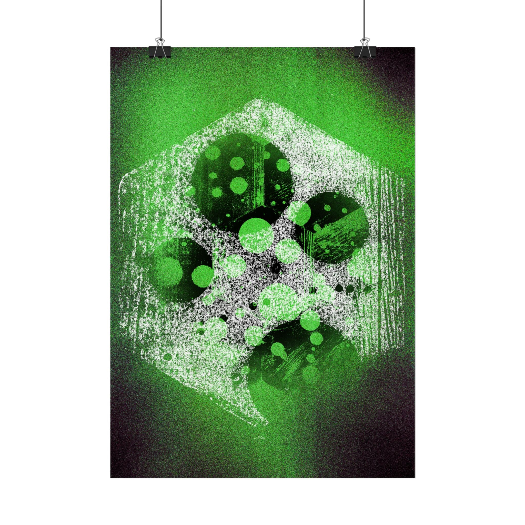 Abstract Green Hexagon Art Poster — Matte Vertical Wall Print