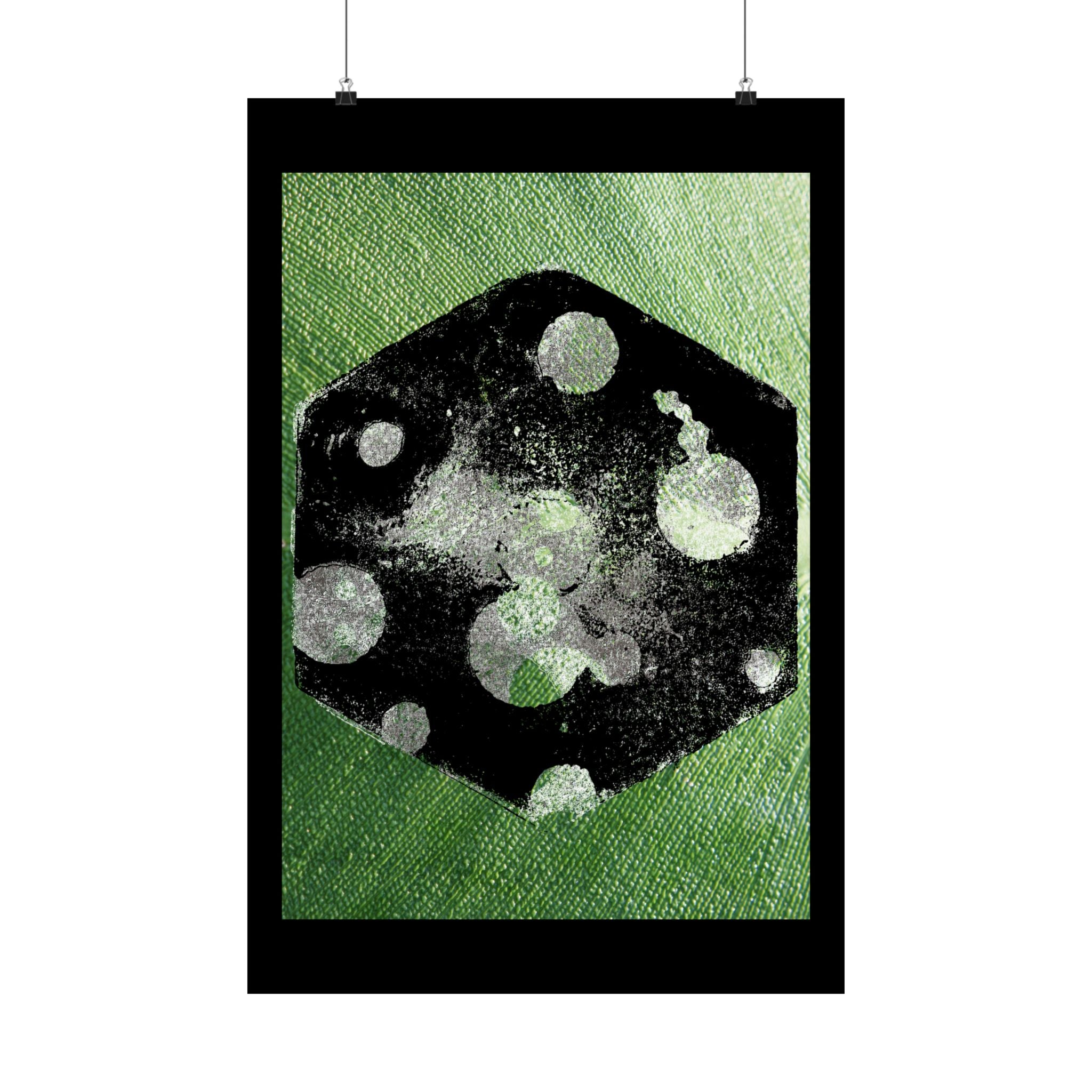 Abstract Green Dice Art Poster — Matte Vertical Wall Print