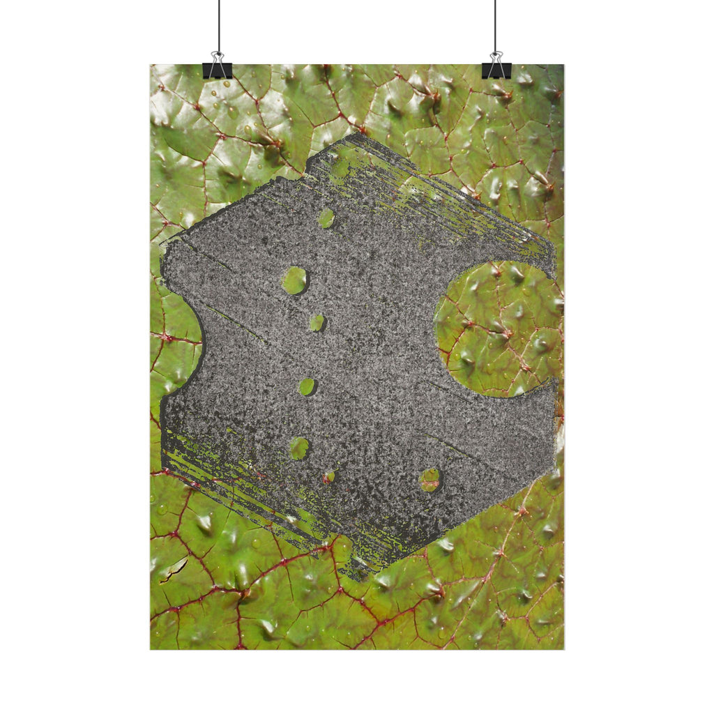 Abstract Geometric Hexagon Poster Vertical | Green Leaf Texture