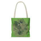 Green Abstract Coral Tote Bag – Ocean-Inspired All-Over Print Tote