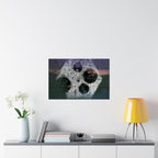 Abstract Cosmic Hex Matte Poster — Surreal Moon & Film Reel Wall Art