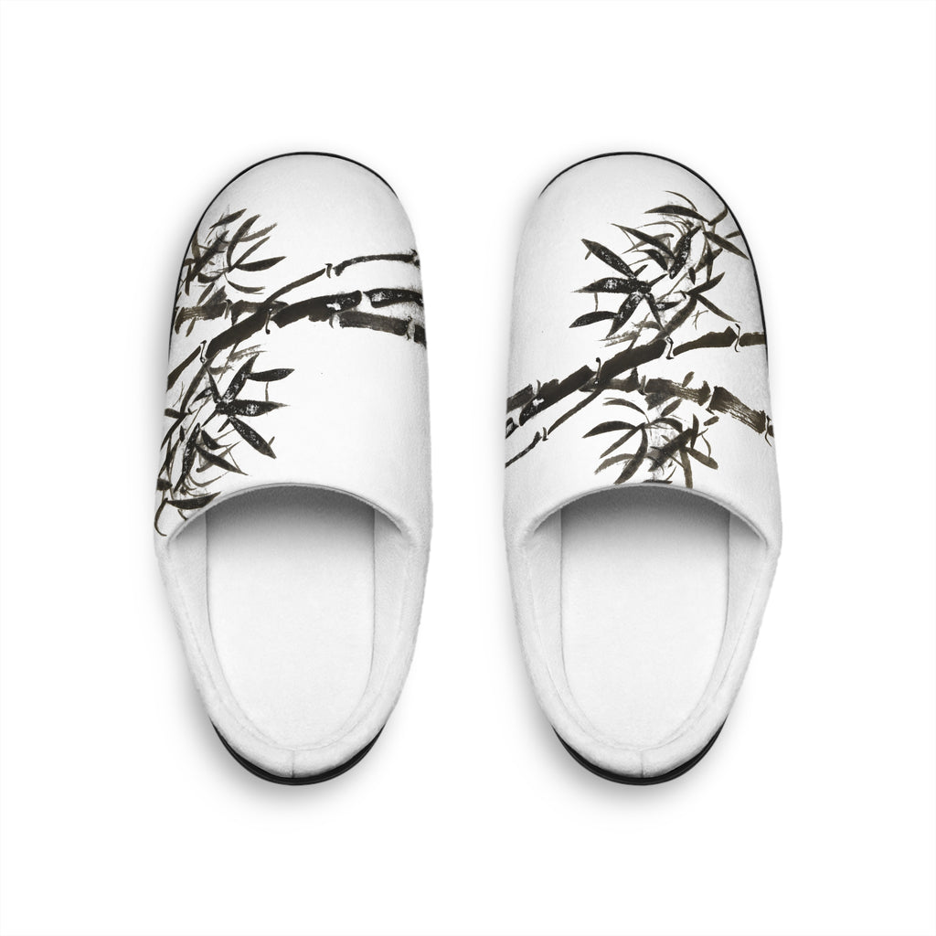 Men's Bamboo Print Indoor Slippers — Asian-Inspired Cozy House Shoes