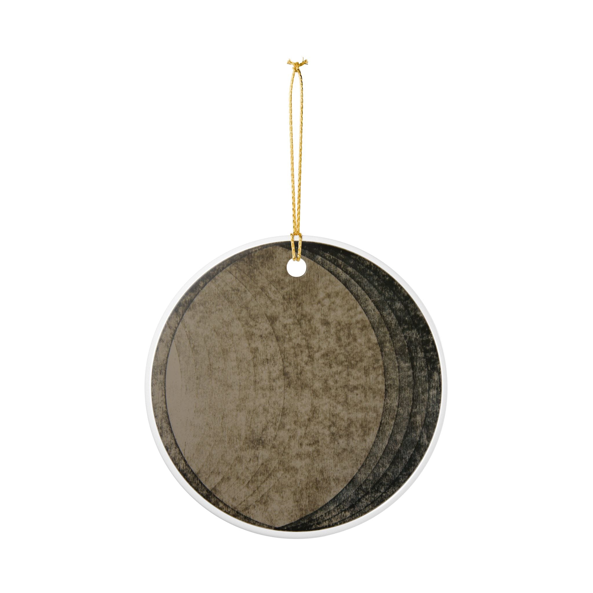 Abstract Earth-Tone Ceramic Ornament — Minimalist Moon Phase Wall & Tree Decoration