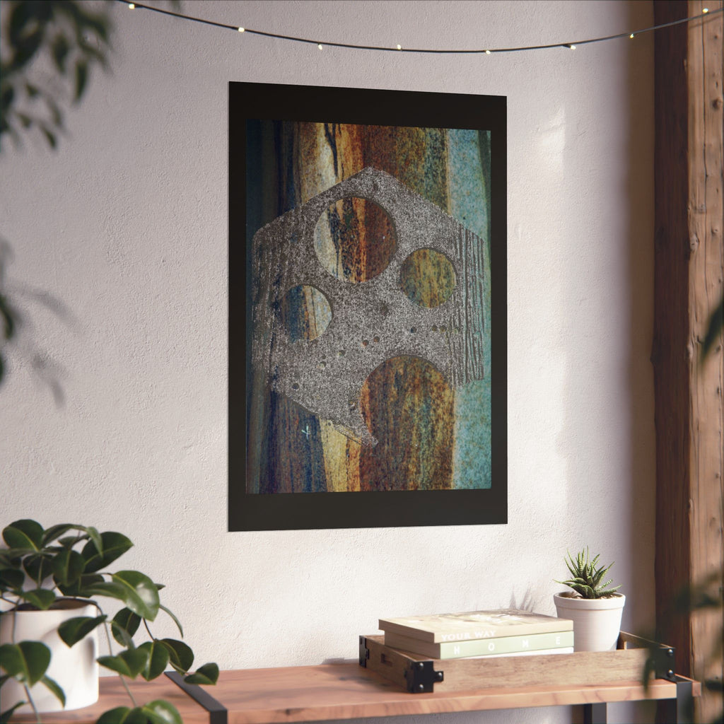 Abstract Rusted Gear Art Matte Vertical Poster | Industrial Grunge Wall Decor