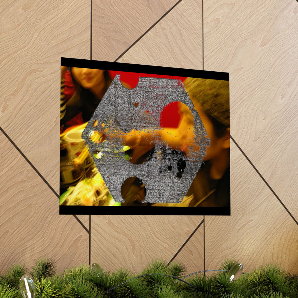 Abstracte Hex Overlay Matte Poster — Moderne Kunst Muurprint 