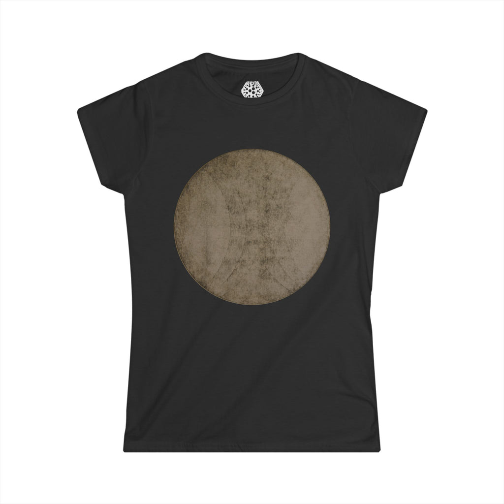 Vintage Moon Graphic Tee — Distressed Lunar Circle Women's T-Shirt