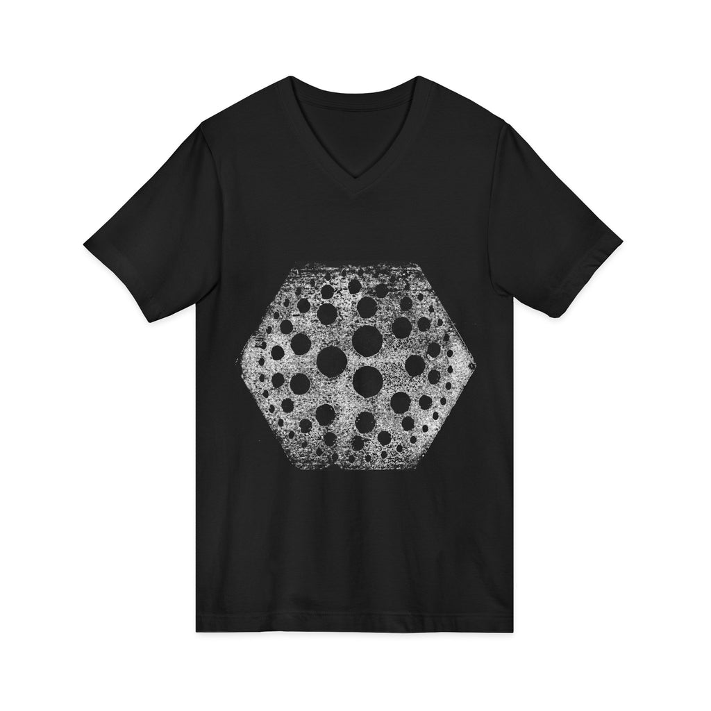 Hex Moon Graphic V-Neck Tee Design Hex17 — Distressed Space Cheese Vintage Astronomy V-Neck T-Shirt