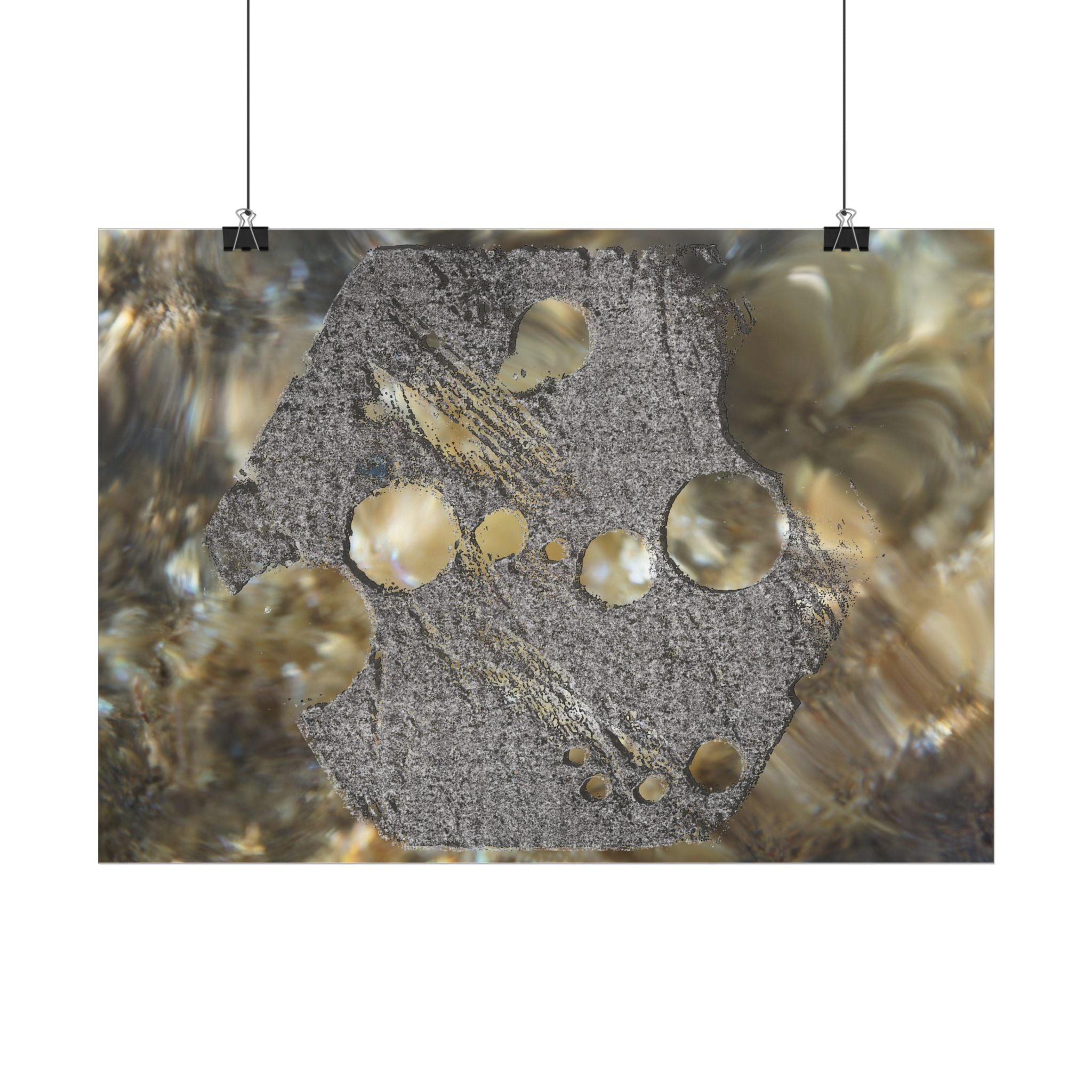 Horizontale poster — Abstracte muurdecoratie met water- en steentextuur 