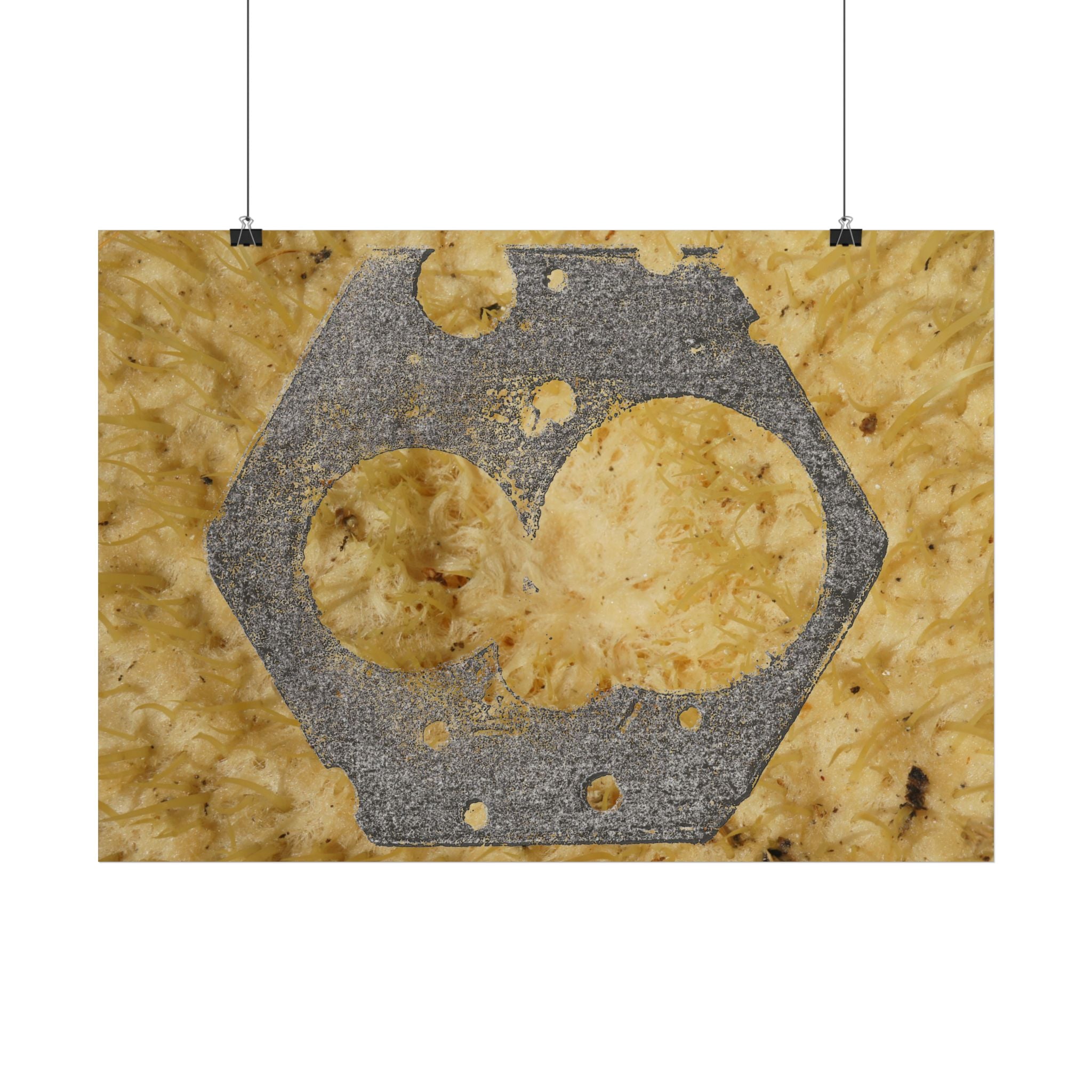 Zeskantmoer Macro Poster | Horizontale poster met industriële textuur 