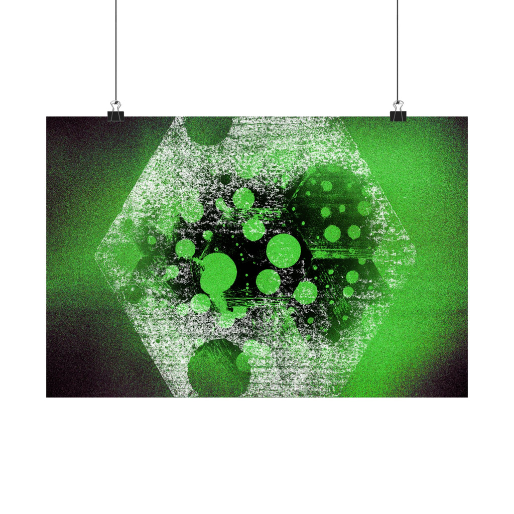 Abstract Neon Green Geometric Poster — Matte Horizontal Art Print