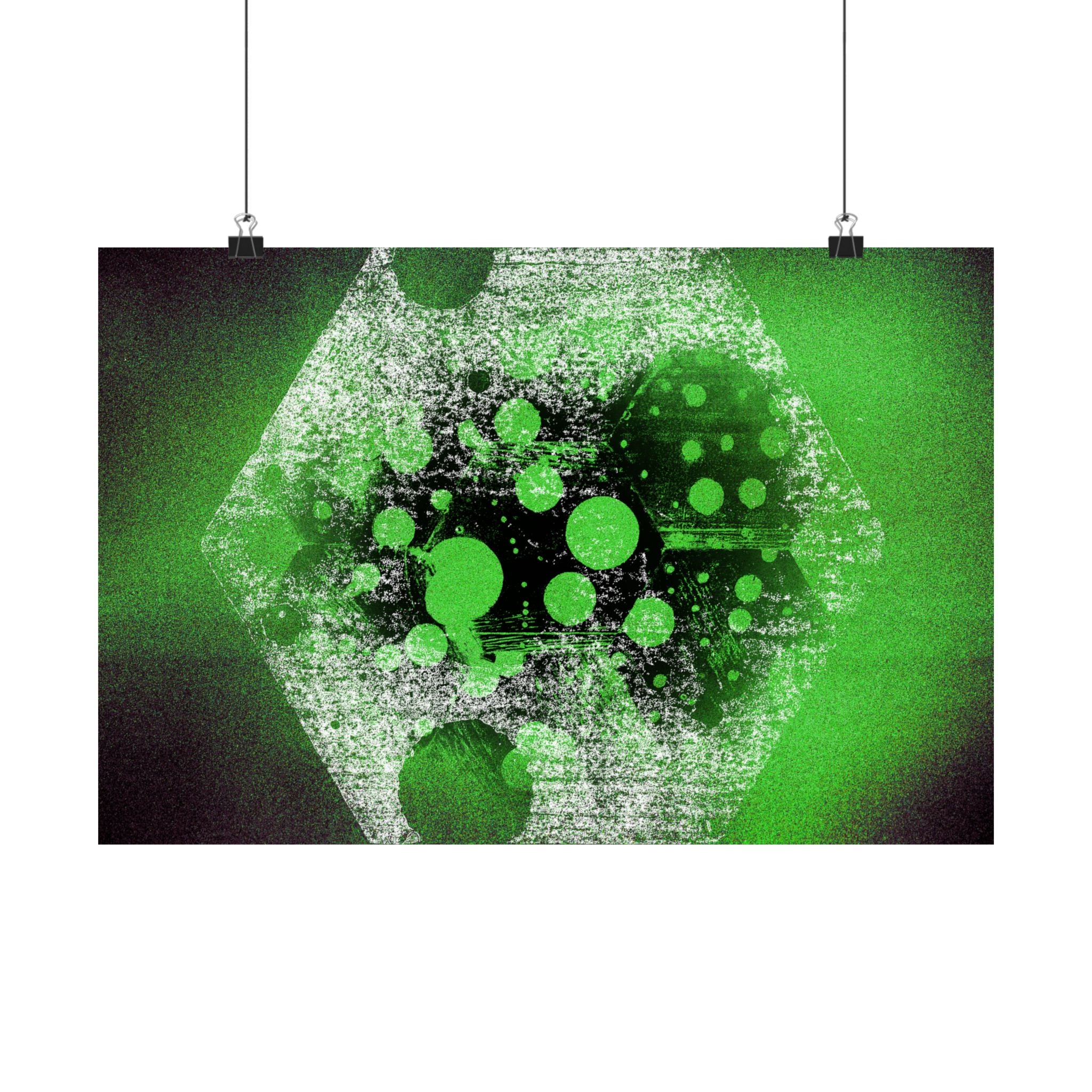 Abstracte neon groene geometrische poster — Matte horizontale kunstprint 