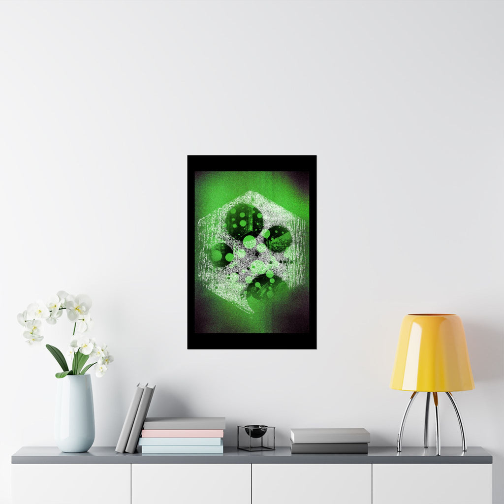 Abstract Green Hexagon Art Poster — Matte Vertical Wall Print