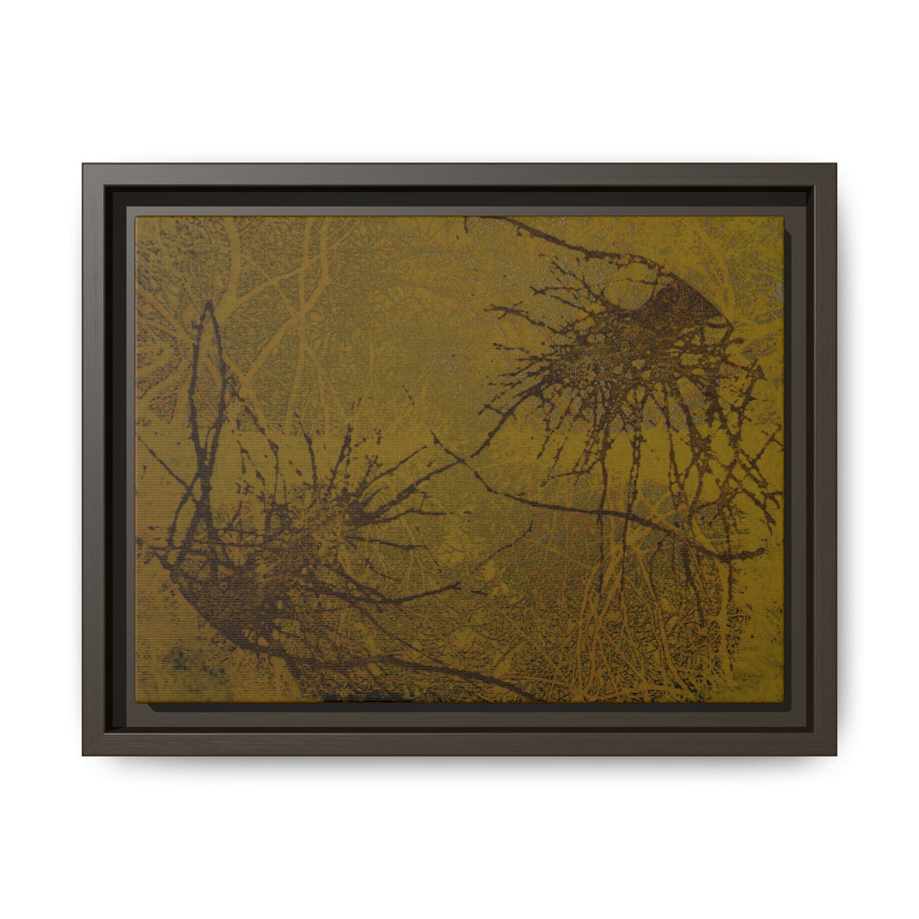 Ingelijst canvas met matte afwerking, nr. 01 — Reproductie van een houtsnijwerk van Twin Tree (Zwart &amp; Yukon Goud) 