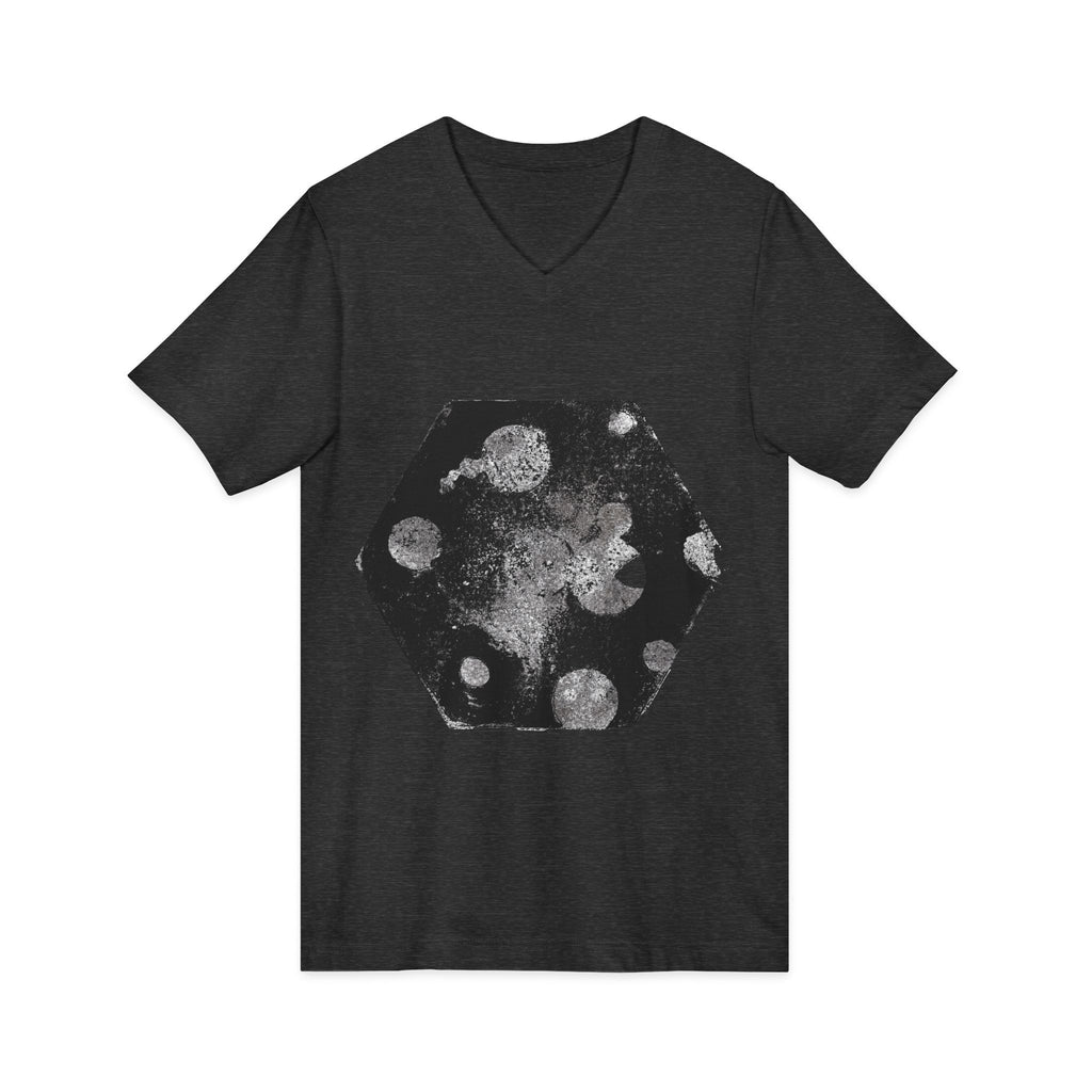 Hex Moon Graphic V-Neck Tee Design Hex20 — Distressed Space Cheese Vintage Astronomy V-Neck T-Shirt