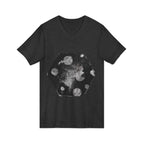 Hex Moon Graphic V-Neck Tee Design Hex20 — Distressed Space Cheese Vintage Astronomy V-Neck T-Shirt