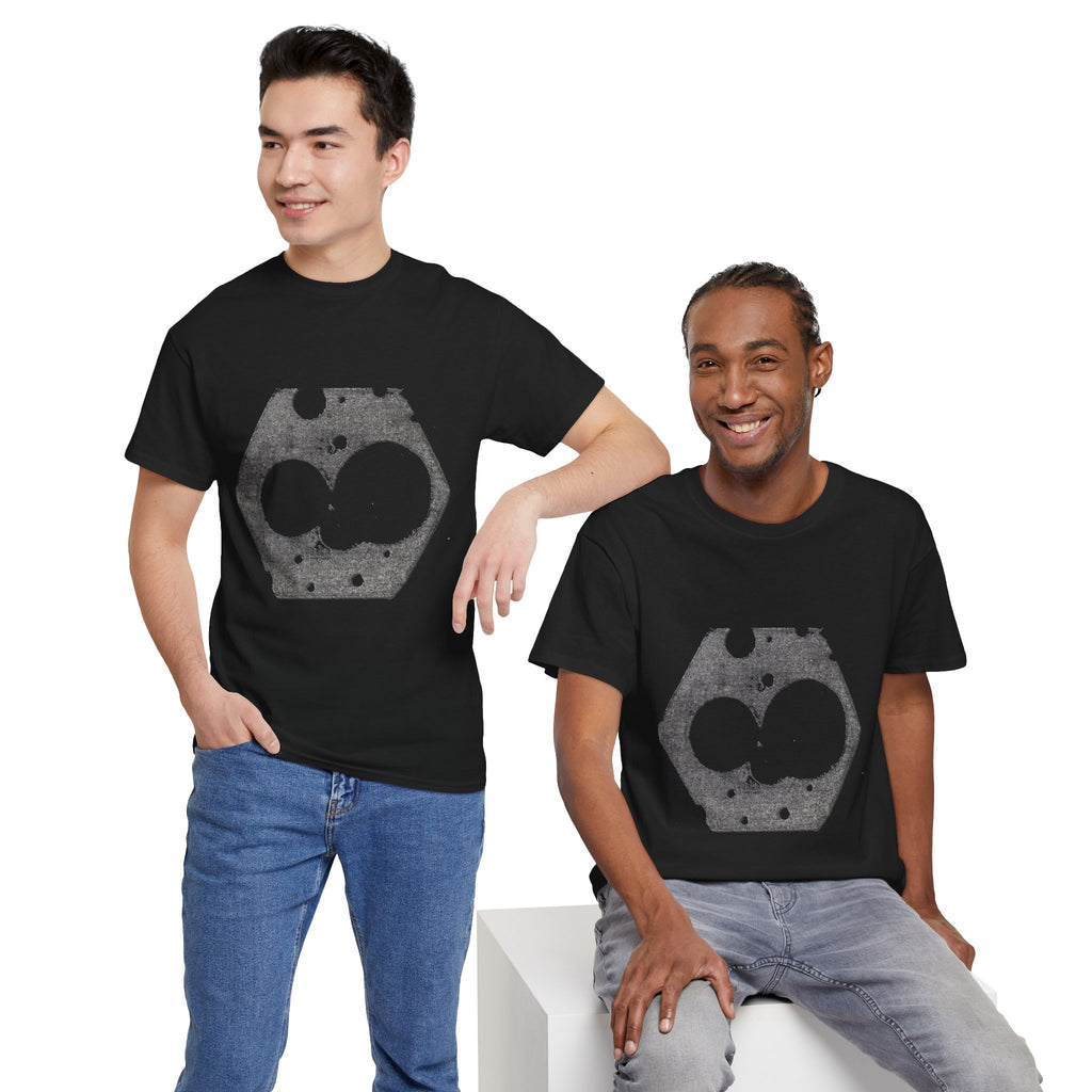 Hexagon Circles Graphic Tee — Digital Manual Print Art