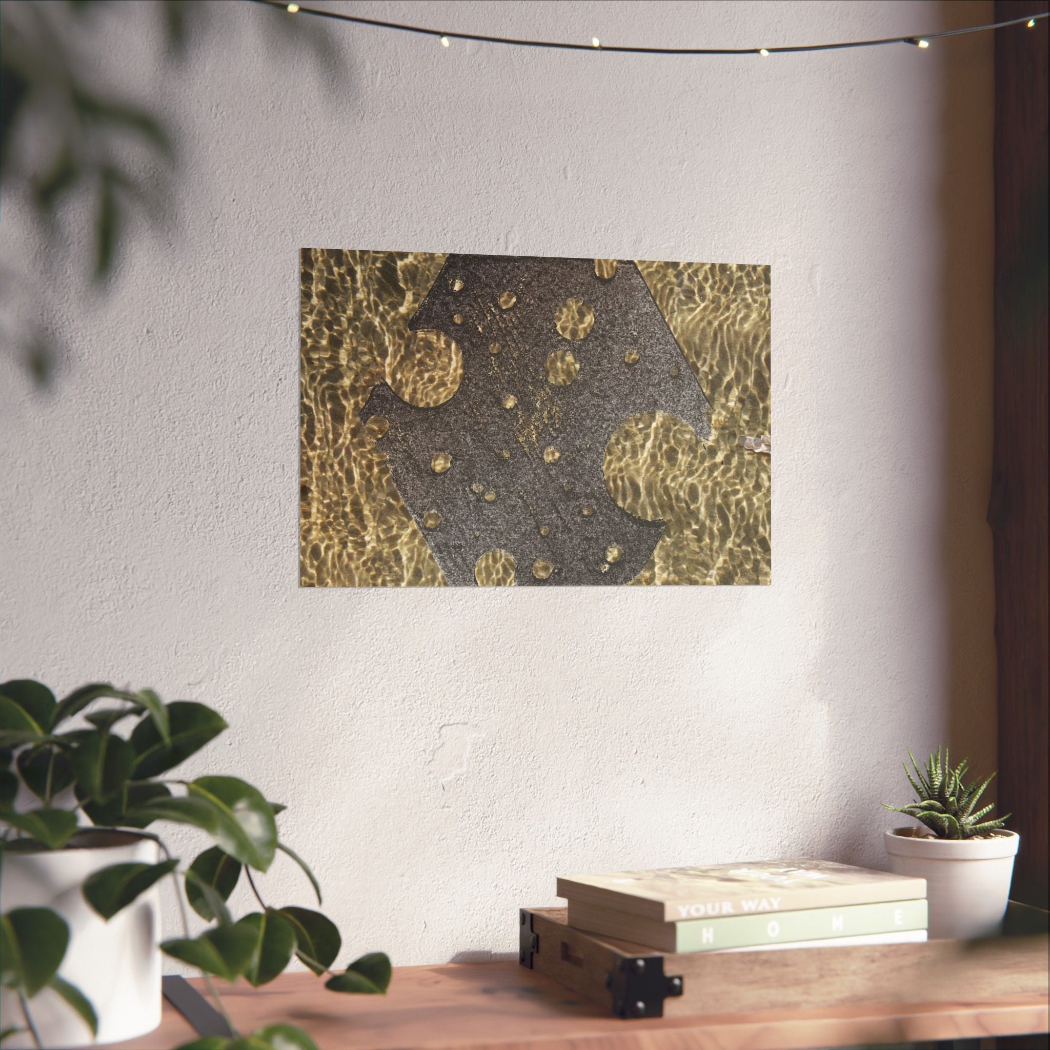 Water Gold Ripple Matte Poster — Horizontal Wall Art