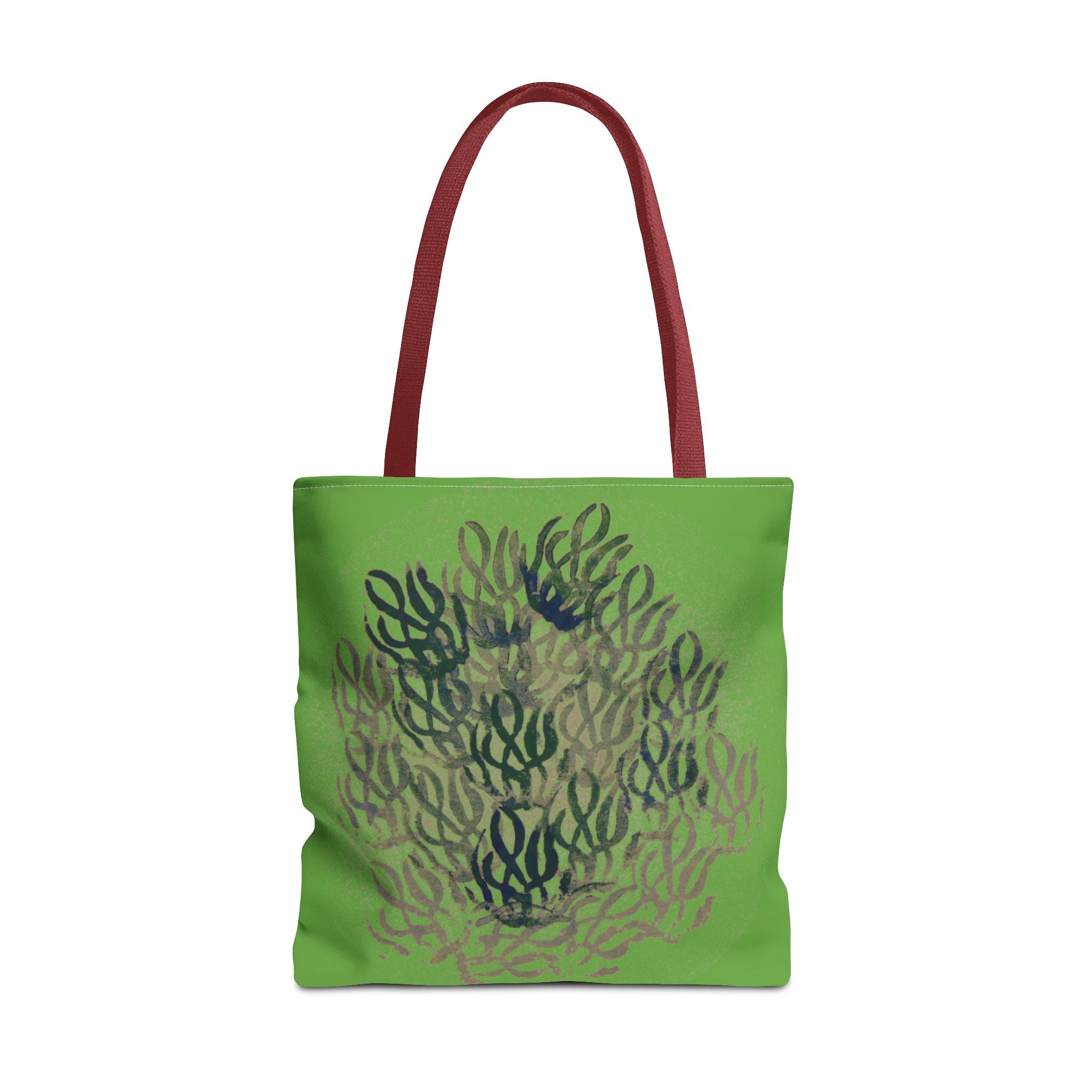 Green Abstract Coral Tote Bag – Ocean-Inspired All-Over Print Tote