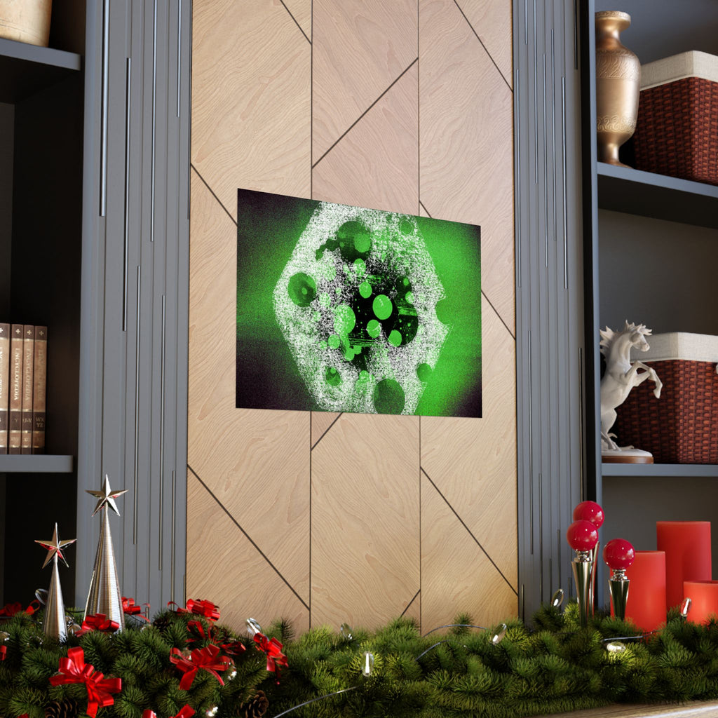 Abstract Green Bubble Matte Poster — Horizontal Modern Art Print