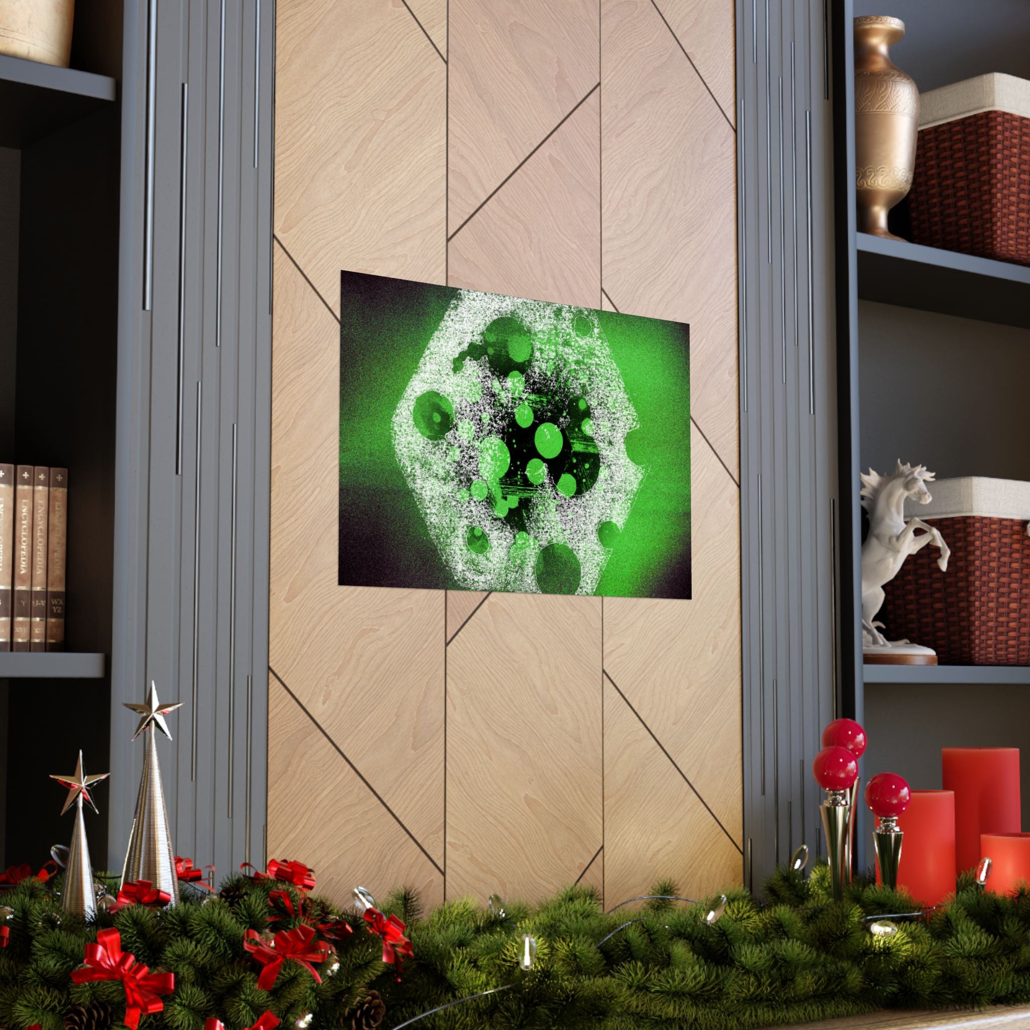 Abstract Green Bubble Matte Poster — Horizontal Modern Art Print