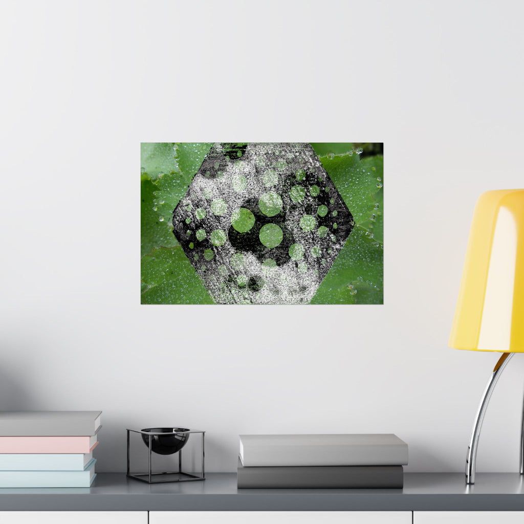 Matte Horizontal Poster — Green Hexagon Botanical Abstract Wall Art