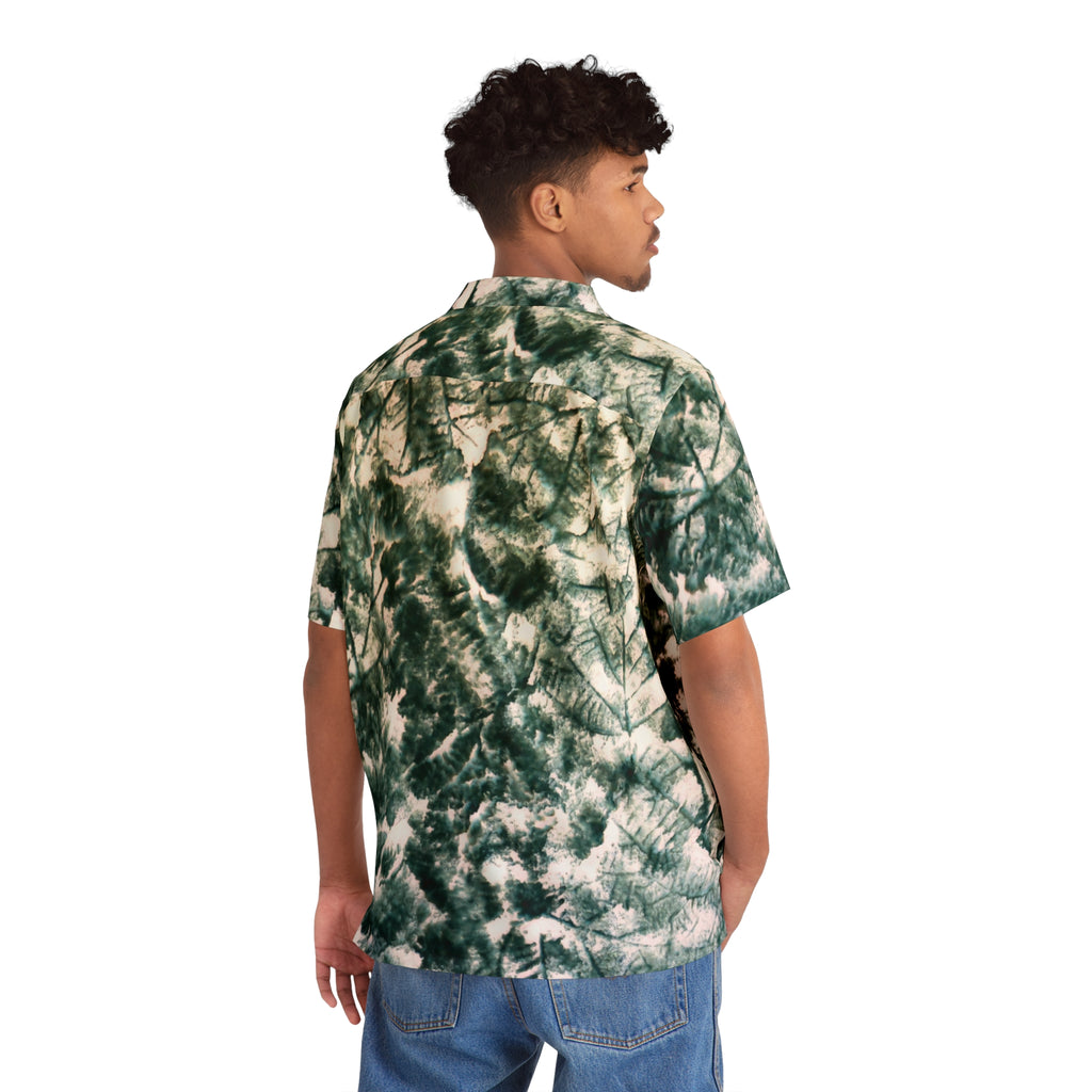 Green Tie-Dye Hawaiian Shirt — Men's Tropical Button-Up