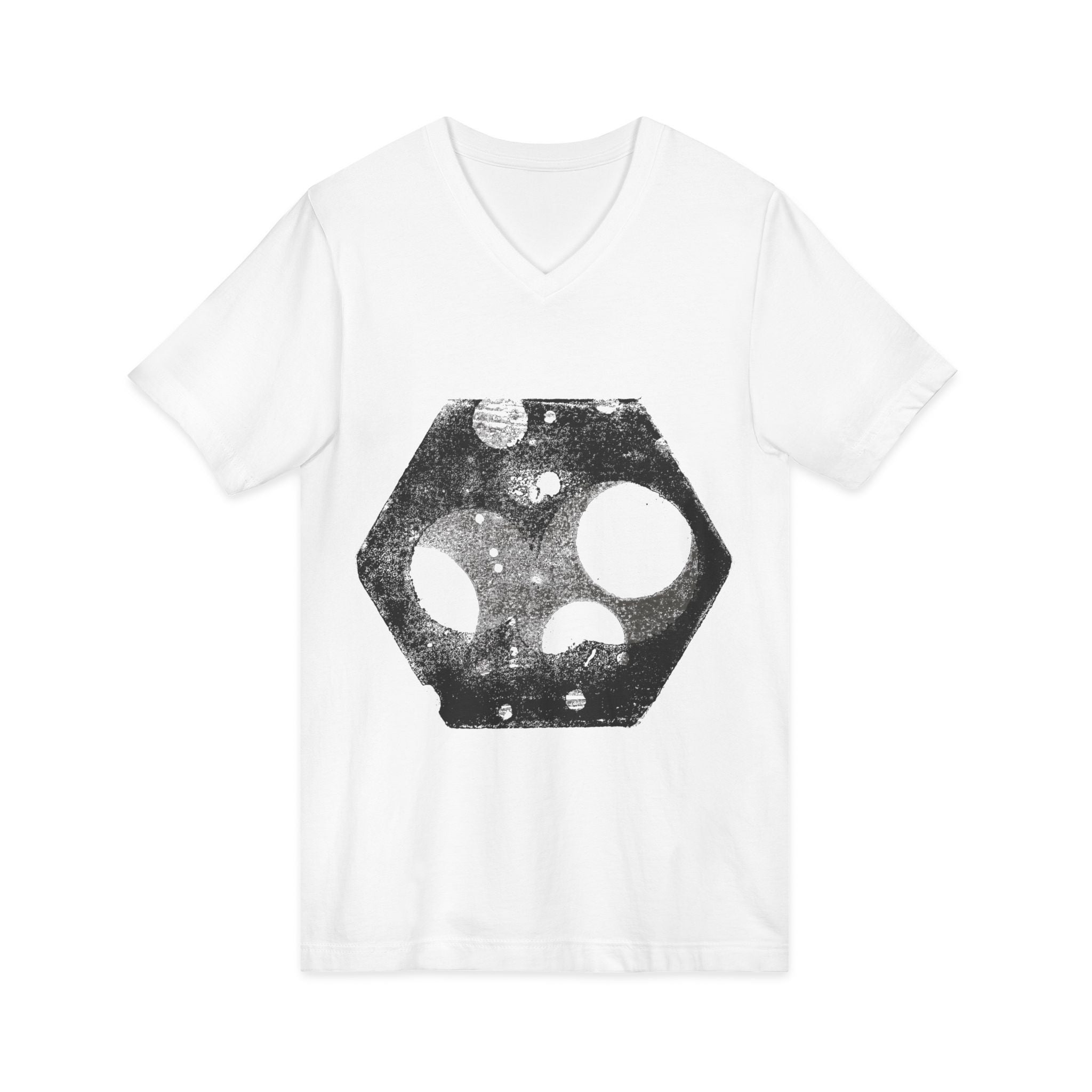 Hex Moon Graphic V-hals T-shirt Design Hex19 — Verweerde Space Cheese Vintage Astronomie V-hals T-shirt 